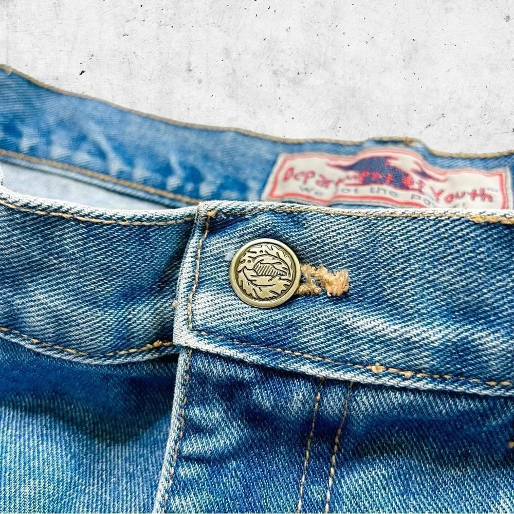 Vtg 90s Department of Youth Denim Jeans Shorts, High Rise Mom Cuffed Wide Leg 32 - Picture 5 of 6